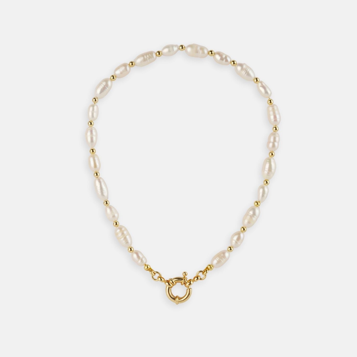 Luxury Pearl Pet Necklace – Gold-Plated Details