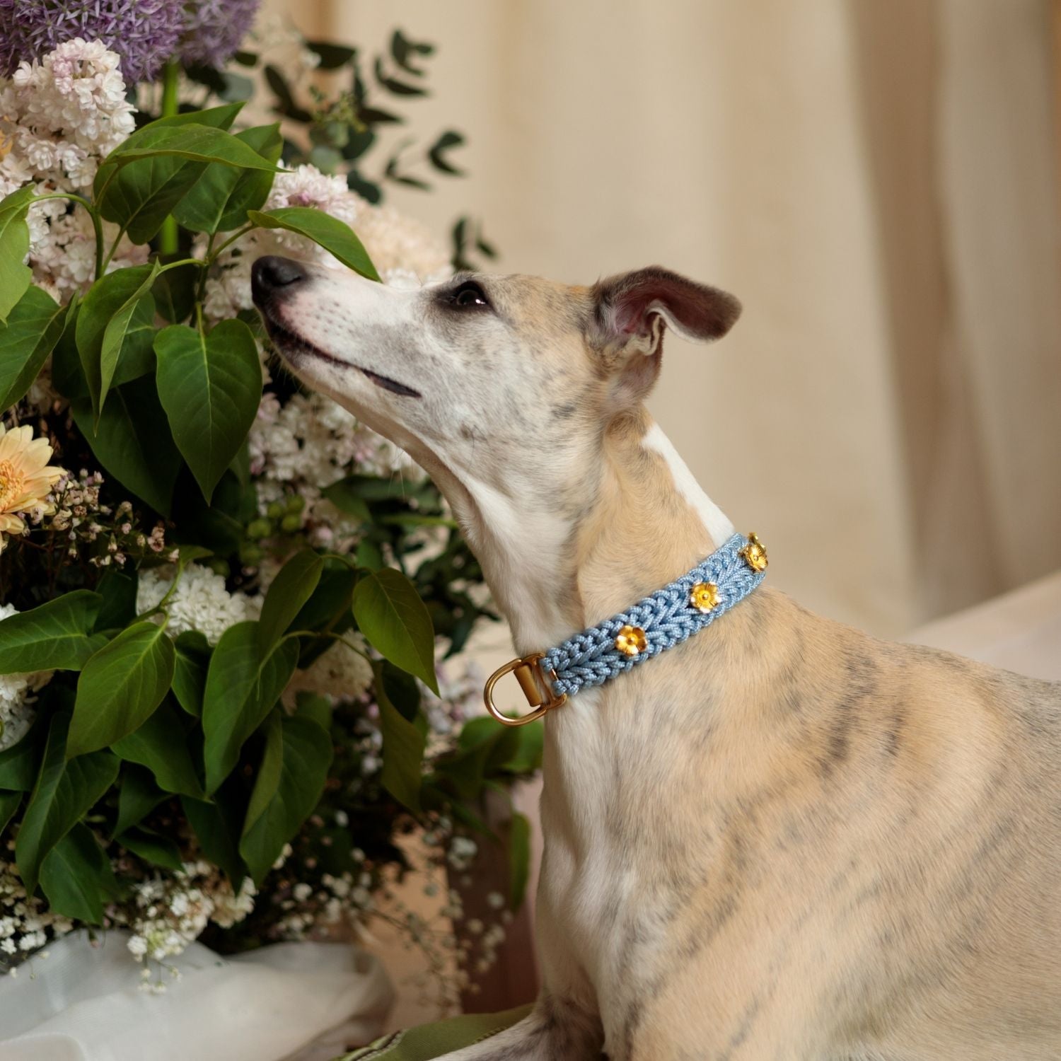 Collar gris azulado Flor