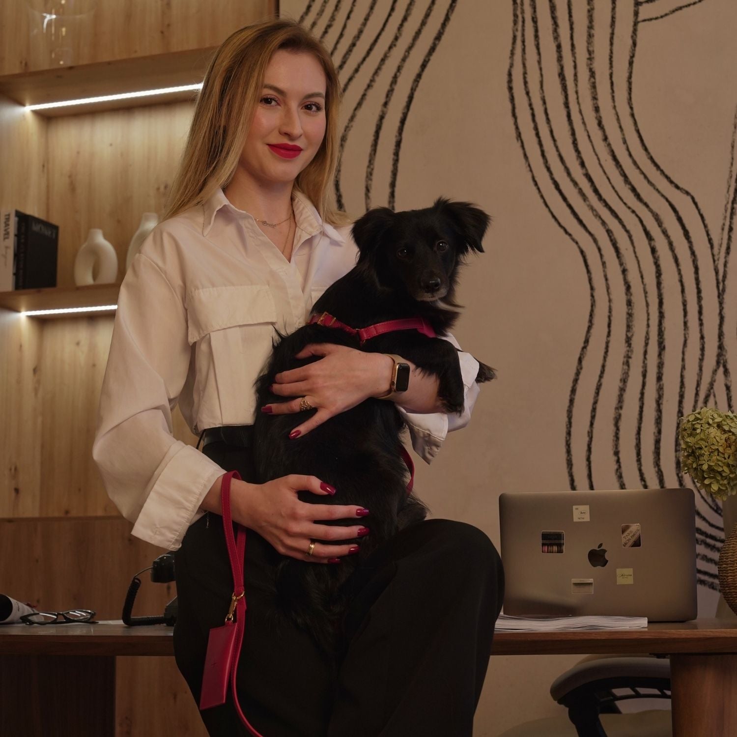 Italian Leather Harness – Burgundy & Gold