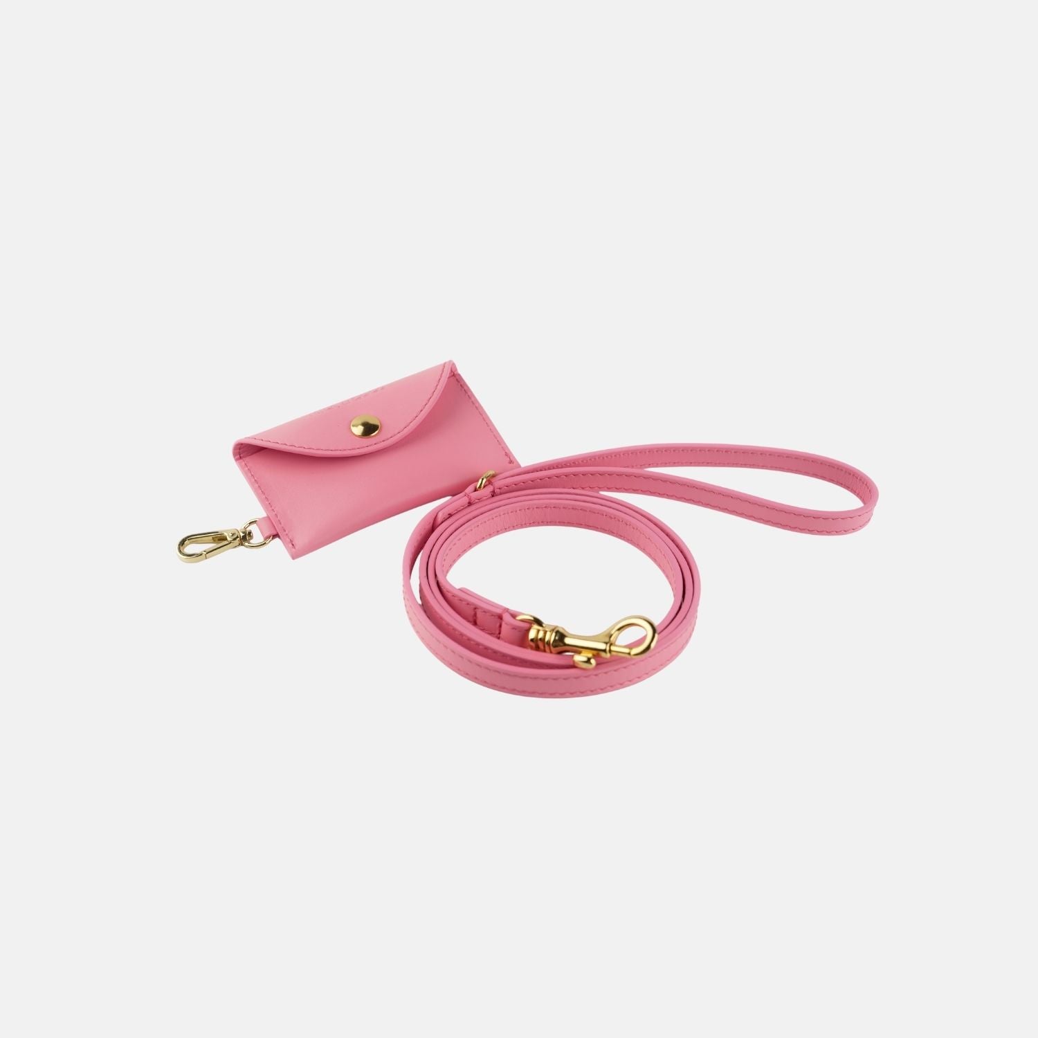 Pink Leather Poop Bag Holder