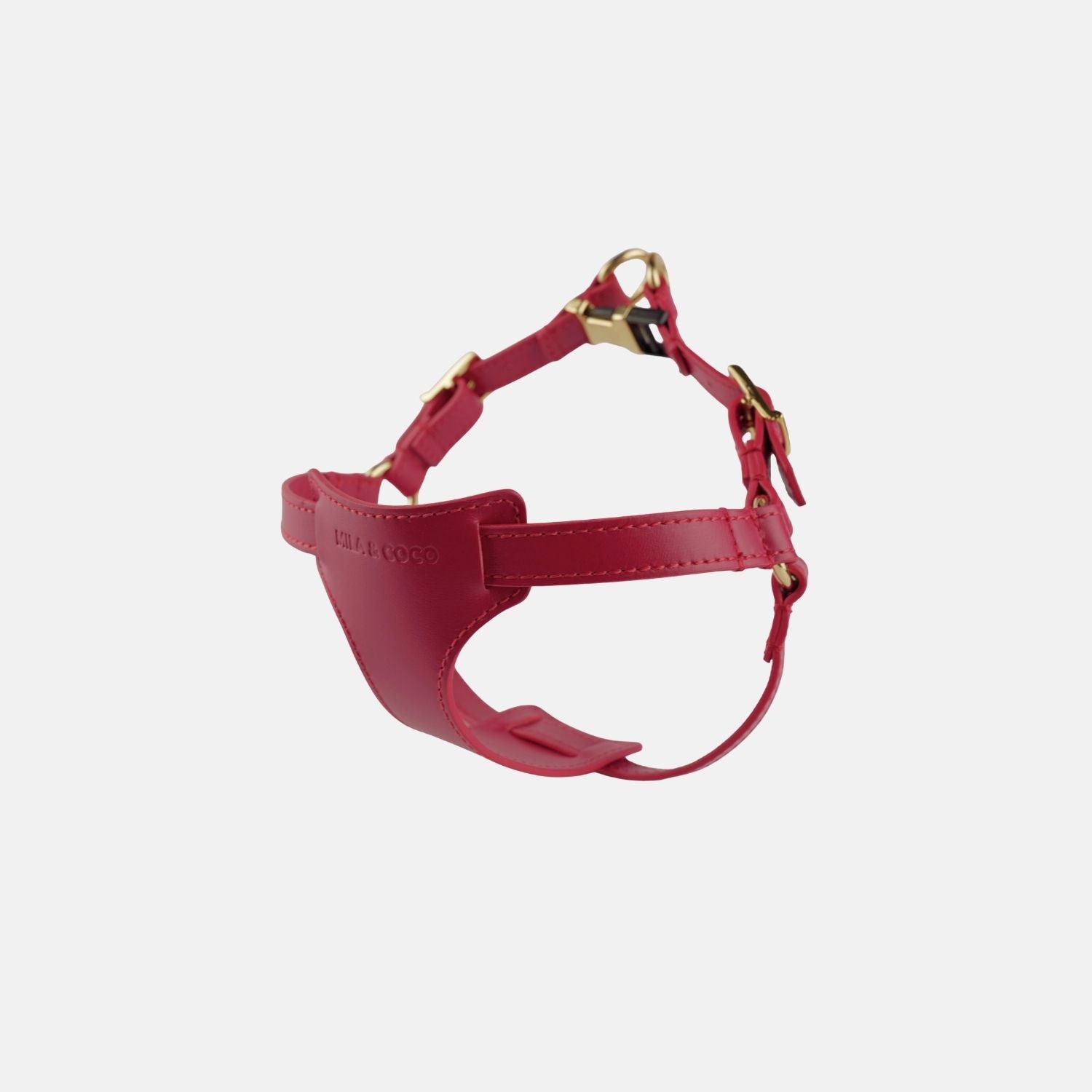 Italian Leather Harness – Burgundy & Gold