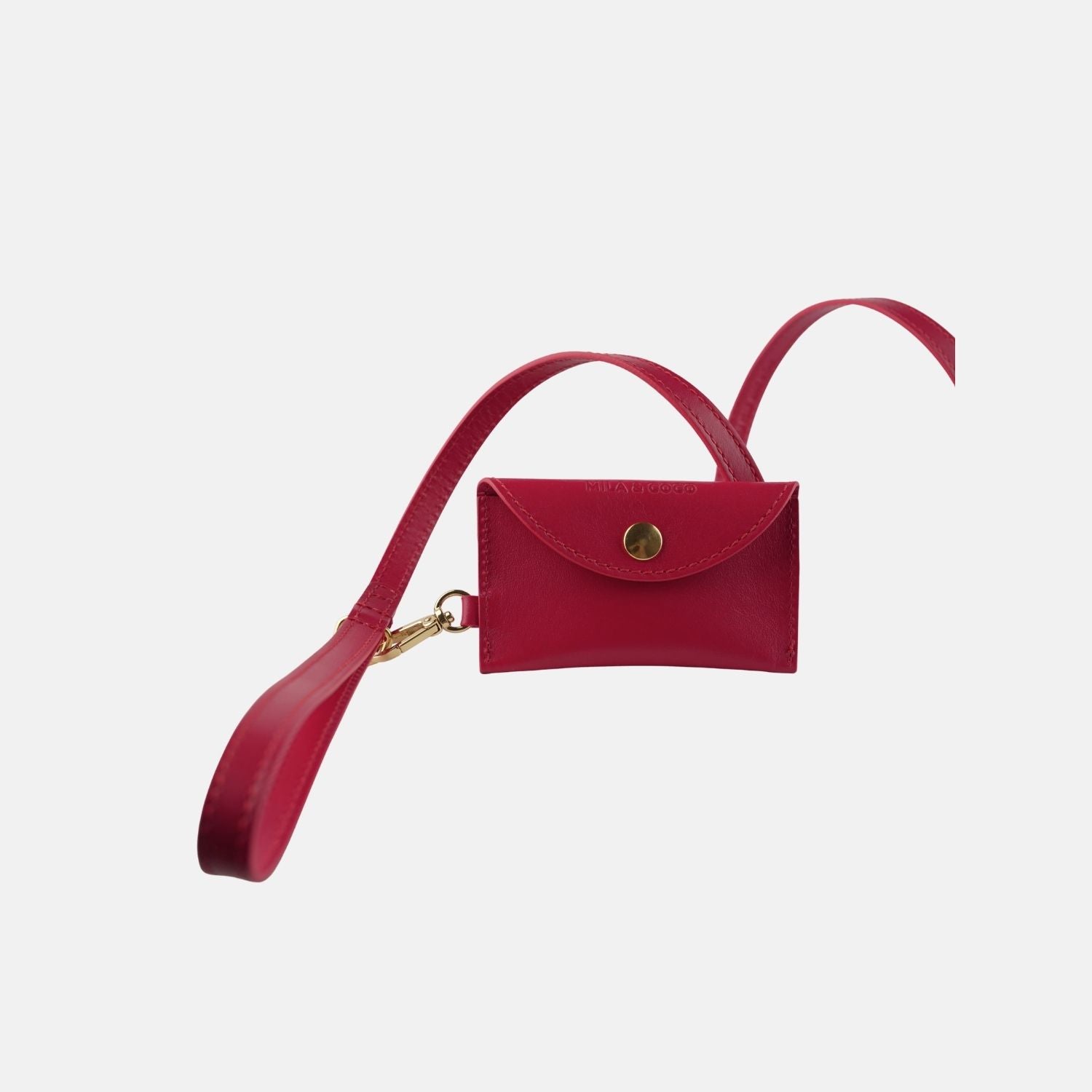 Burgundy Leather Poop Bag Holder