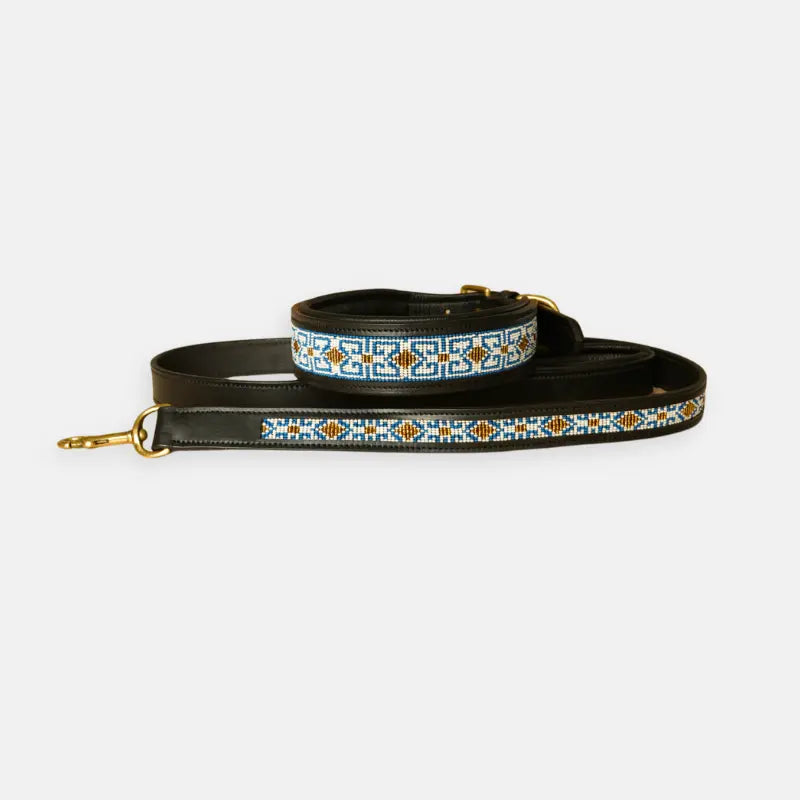 Sierra Leather Leash - Blue