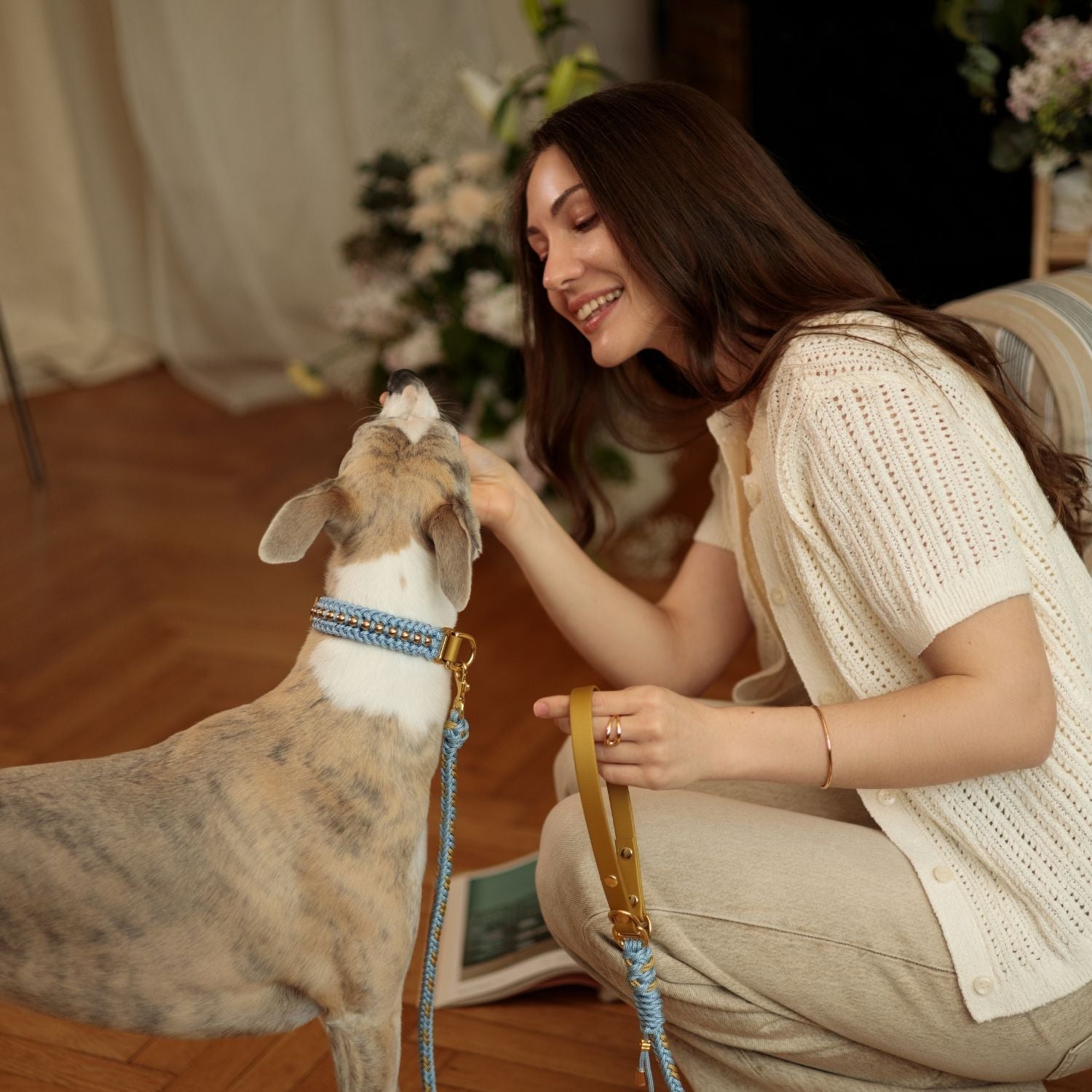 Valentina Blue Grey Collar