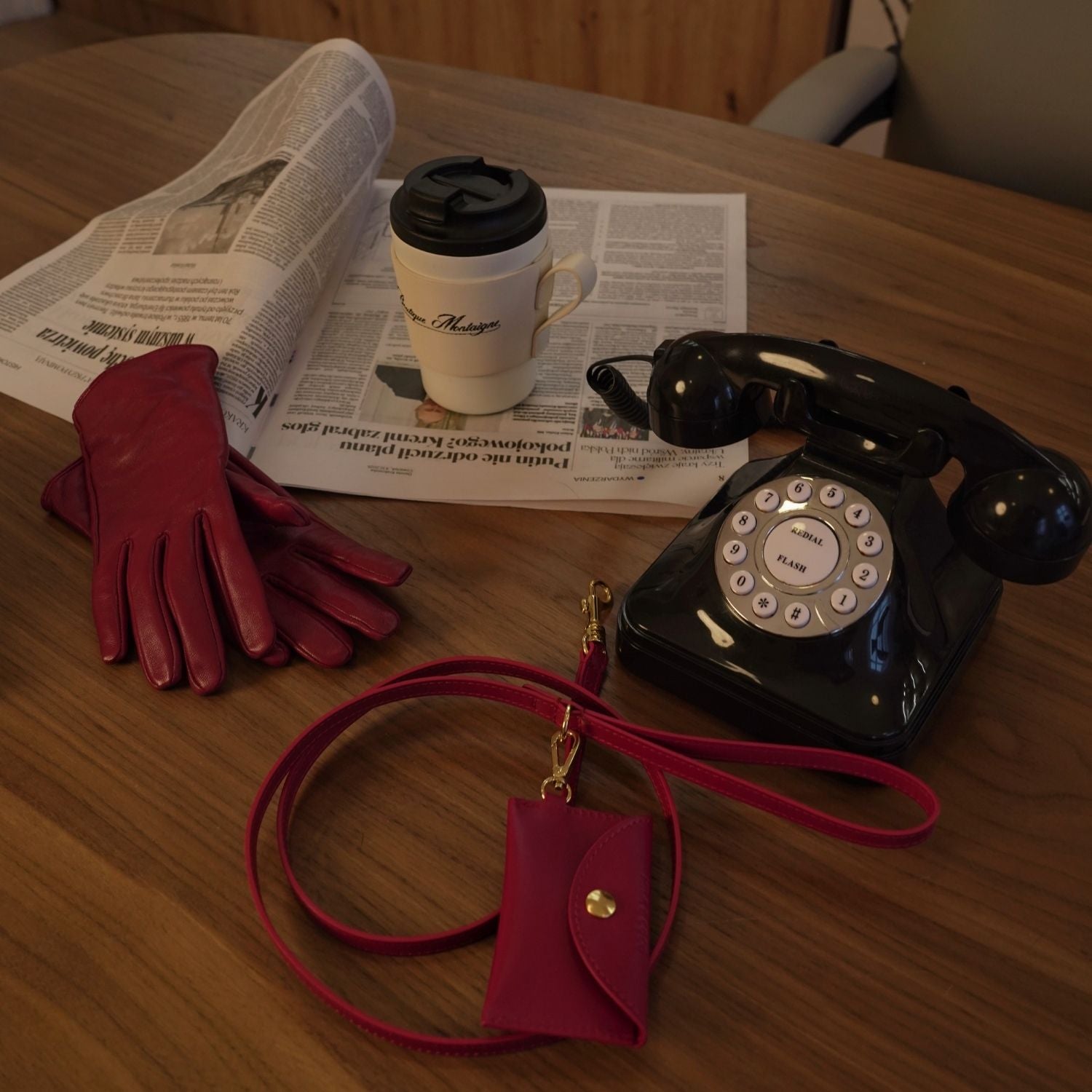 Burgundy Leather Poop Bag Holder