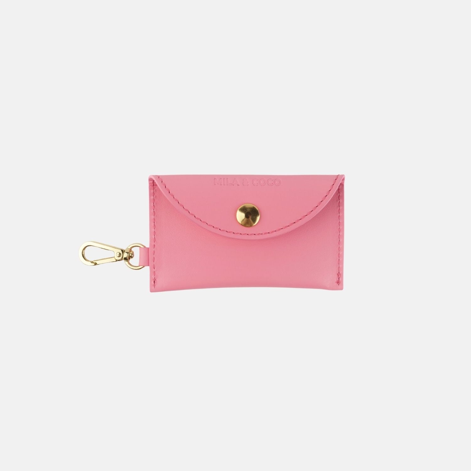 Pink Leather Poop Bag Holder