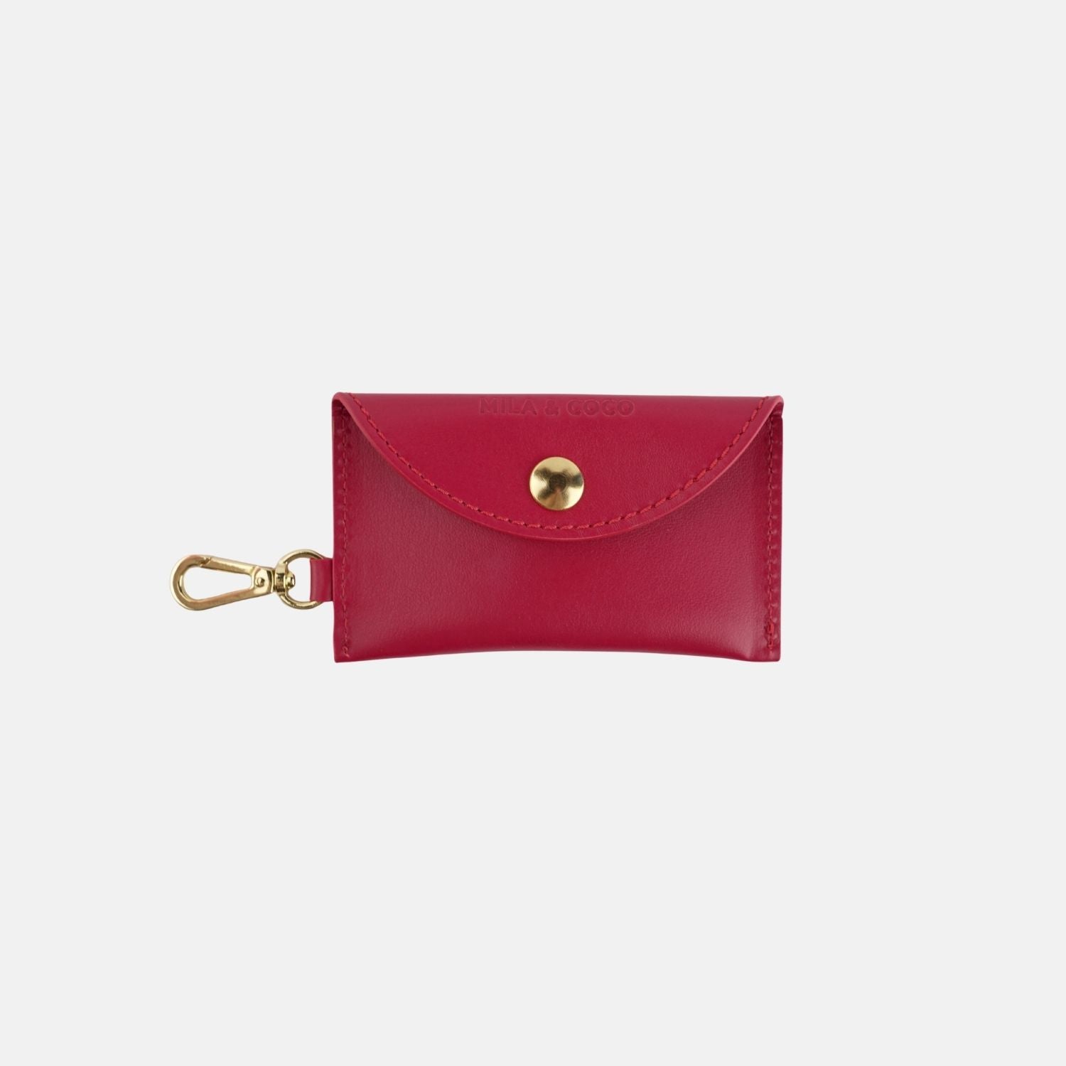 Burgundy Leather Poop Bag Holder