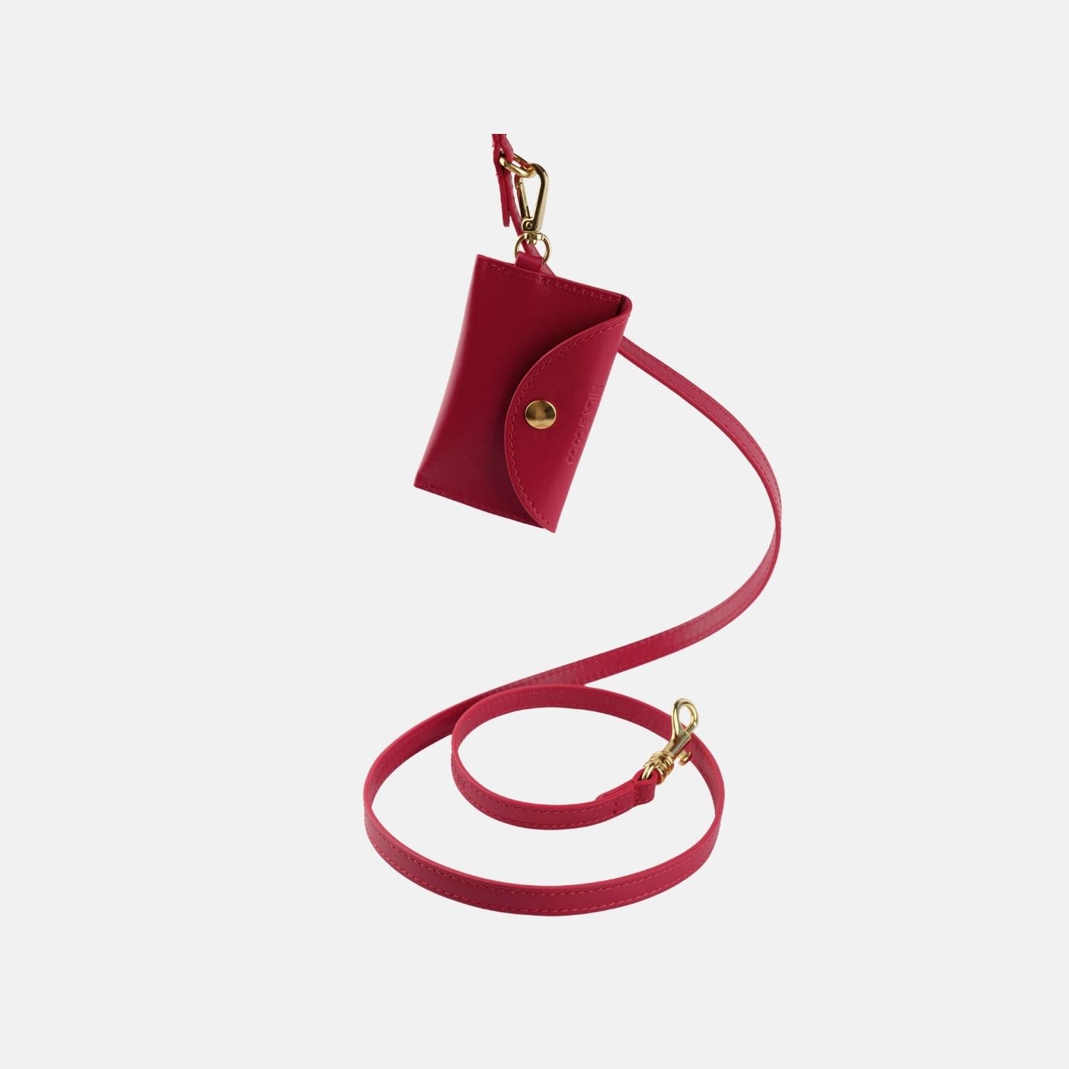 Burgundy Leather Poop Bag Holder